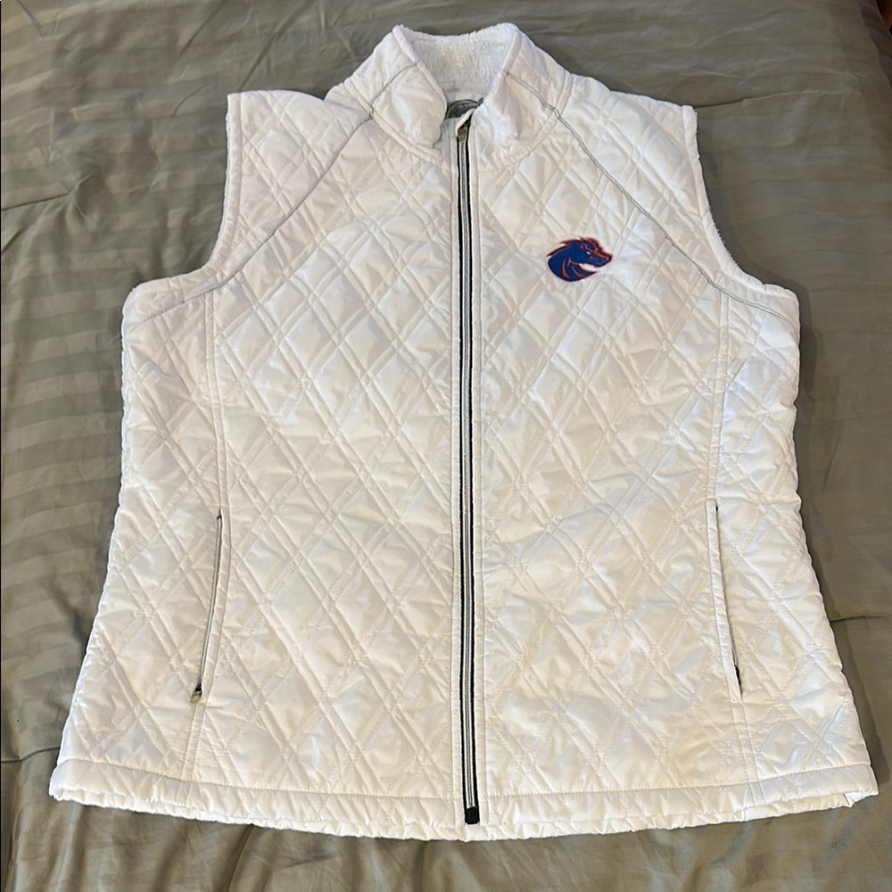 Women's White Quilted Boise State University Vest